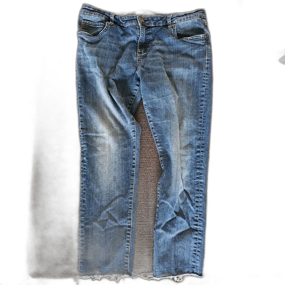 KUT from the Kloth Blue Jeans with Raw Edge Hem 5 Pocket sz 12